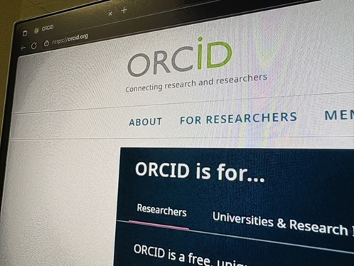 The ORCID website (orcid.org) displayed on a computer screen.