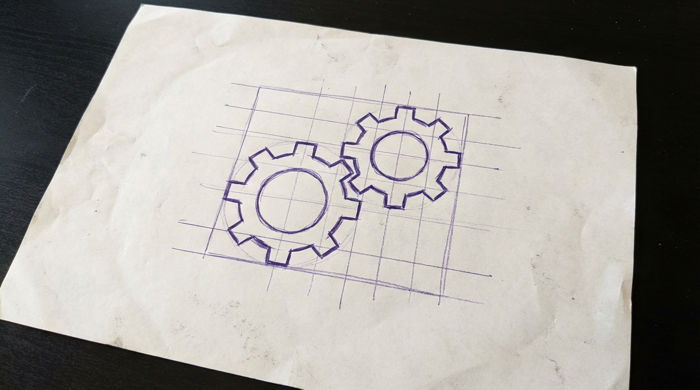 a set of two interlocking gears